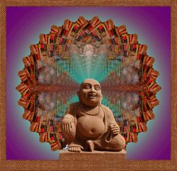 buddha in a restaurant - 120x115cm  (nr 2014002a)